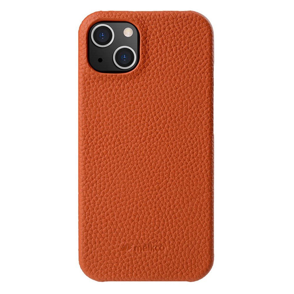 MELKCO For iPhone 14 Case Genuine Cow Leather Phone Cover Orange iPhone 14 by The Case Factory