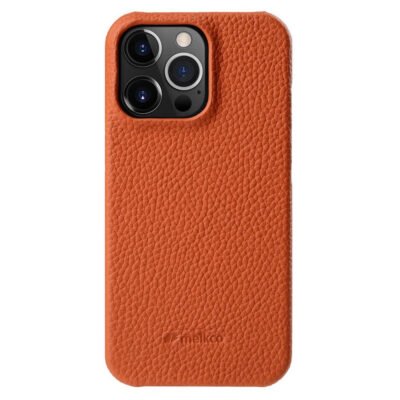 MELKCO For iPhone 14 Pro Case Genuine Cow Leather Phone Cover Orange iPhone 14 Pro by The Case Factory