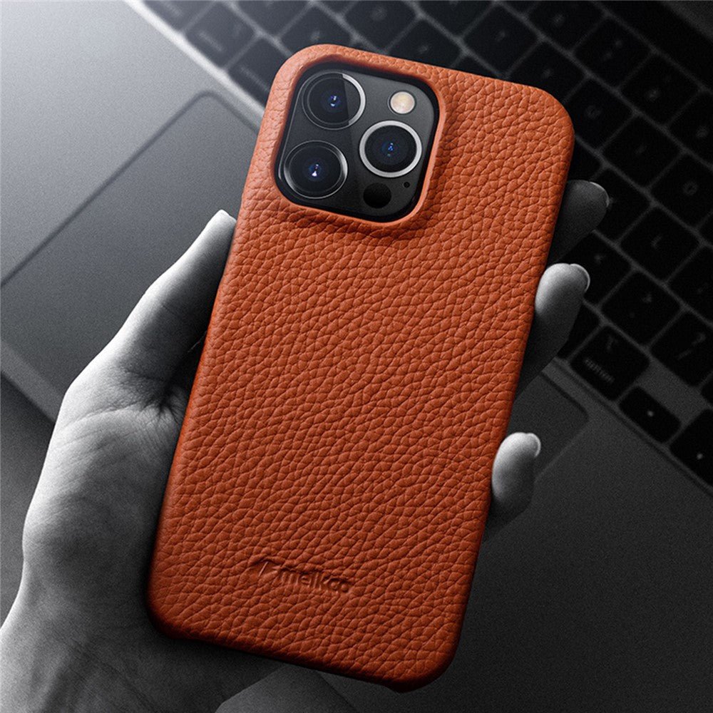 MELKCO For iPhone 14 Pro Case Genuine Cow Leather Phone Cover by The Case Factory