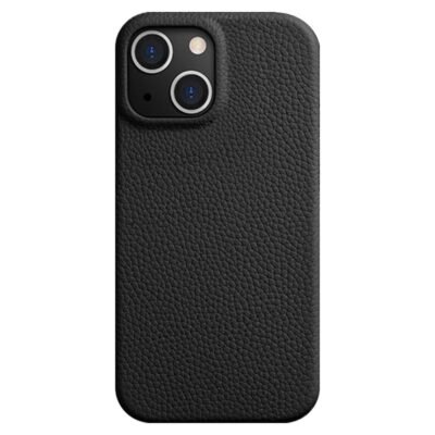 MELKCO For iPhone 14 Case Full-Wrap Genuine Cow Leather Premium Phone Cover | Compatible with MagSafe Black iPhone 14 by The Case Factory