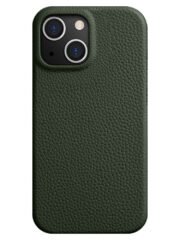 MELKCO For iPhone 14 Plus Case Full-Wrap Genuine Cow Leather Premium Phone Cover | Compatible with MagSafe Green iPhone 14 Plus by The Case Factory