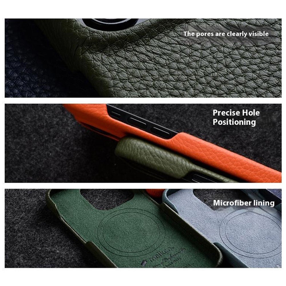 MELKCO For iPhone 14 Plus Case Full-Wrap Genuine Cow Leather Premium Phone Cover | Compatible with MagSafe by The Case Factory