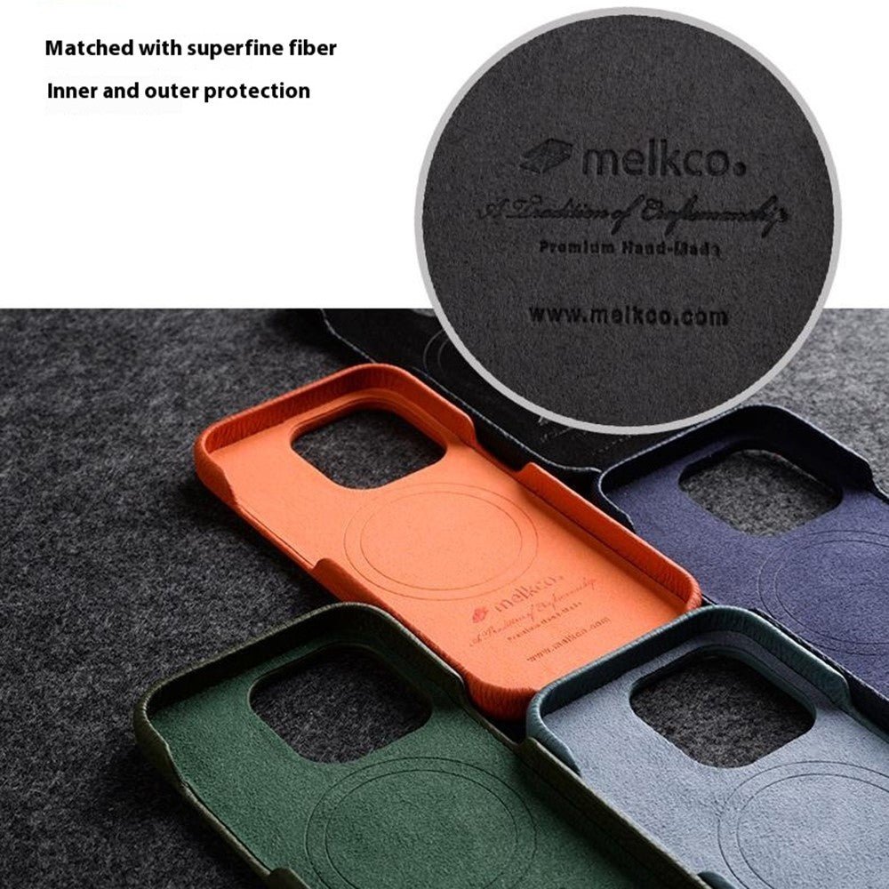 MELKCO For iPhone 14 Plus Case Full-Wrap Genuine Cow Leather Premium Phone Cover | Compatible with MagSafe by The Case Factory