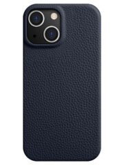 MELKCO For iPhone 14 Plus Case Full-Wrap Genuine Cow Leather Premium Phone Cover | Compatible with MagSafe Dark Blue iPhone 14 Plus by The Case Factory