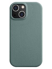 MELKCO For iPhone 14 Plus Case Full-Wrap Genuine Cow Leather Premium Phone Cover | Compatible with MagSafe Blue iPhone 14 Plus by The Case Factory
