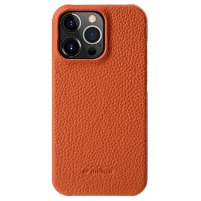 MELKCO For iPhone 13 Pro Case Genuine Cow Leather Phone Cover Orange iPhone 13 Pro by The Case Factory
