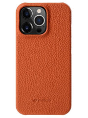 MELKCO For iPhone 13 Pro Max Case Genuine Cow Leather Phone Cover Orange iPhone 13 Pro Max by The Case Factory