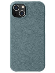 MELKCO For iPhone 13 Case Genuine Cow Leather Phone Case Linen Blue iPhone 13 by The Case Factory