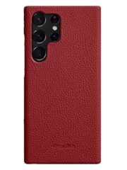 MELKCO For Samsung Galaxy S23 Ultra Case Premium Genuine Leather Open Edge Phone Cover Red Samsung Galaxy S23 Ultra by The Case Factory