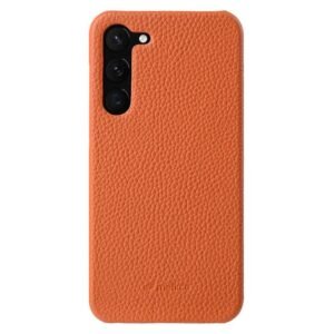 MELKCO For Samsung Galaxy S23 Case Premium Genuine Leather Open Edge Phone Cover Orange Samsung Galaxy S23 by The Case Factory