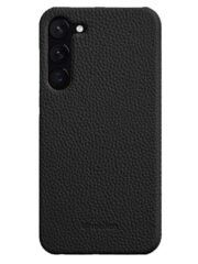 MELKCO For Samsung Galaxy S22 Case Premium Genuine Leather Open Edge Phone Cover Black Samsung Galaxy S22 by The Case Factory