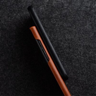 MELKCO For Samsung Galaxy S22 Case Waxy Genuine Leather Open Edge Phone Cover by The Case Factory