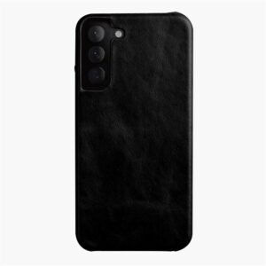 MELKCO For Samsung Galaxy S22+ Case Waxy Genuine Leather Open Edge Phone Cover Black Samsung Galaxy S22+ by The Case Factory