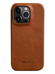 MELKCO For iPhone 14 Pro Case Waxy Genuine Cow Leather Phone Cover Brown iPhone 14 Pro by The Case Factory