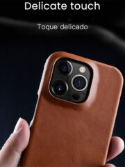 MELKCO For iPhone 14 Pro Case Waxy Genuine Cow Leather Phone Cover by The Case Factory