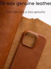 MELKCO For iPhone 14 Pro Case Waxy Genuine Cow Leather Phone Cover by The Case Factory