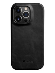 MELKCO For iPhone 14 Pro Case Waxy Genuine Cow Leather Phone Cover Black iPhone 14 Pro by The Case Factory