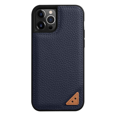 MELKCO For iPhone 13 Pro Max Case Genuine Cow Leather Coated Phone Cover Dark Blue iPhone 13 Pro Max by The Case Factory