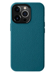 MELKCO For iPhone 14 Pro Max Case Premium Genuine Cow Leather Phone Cover | Compatible with MagSafe Blue iPhone 14 Pro Max by The Case Factory