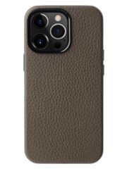 MELKCO For iPhone 14 Pro Case Premium Genuine Cow Leather Phone Cover | Compatible with MagSafe Grey iPhone 14 Pro by The Case Factory