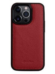 MELKCO For iPhone 14 Pro Max Case Genuine Cow Leather Coated Phone Cover Red iPhone 14 Pro Max by The Case Factory