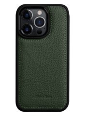 MELKCO For iPhone 14 Pro Max Case Genuine Cow Leather Coated Phone Cover Green iPhone 14 Pro Max by The Case Factory