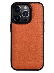 MELKCO For iPhone 14 Pro Case Genuine Cow Leather Coated Phone Cover Orange iPhone 14 Pro by The Case Factory