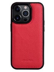 MELKCO For iPhone 14 Pro Case Genuine Cow Leather Coated Phone Cover Red iPhone 14 Pro by The Case Factory