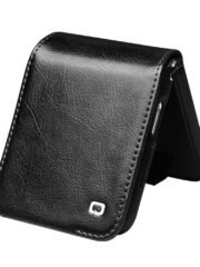 QIALINO For Samsung Galaxy Z Flip5 Case Genuine Leather Slim Fit Phone Cover with Card Holder by The Case Factory