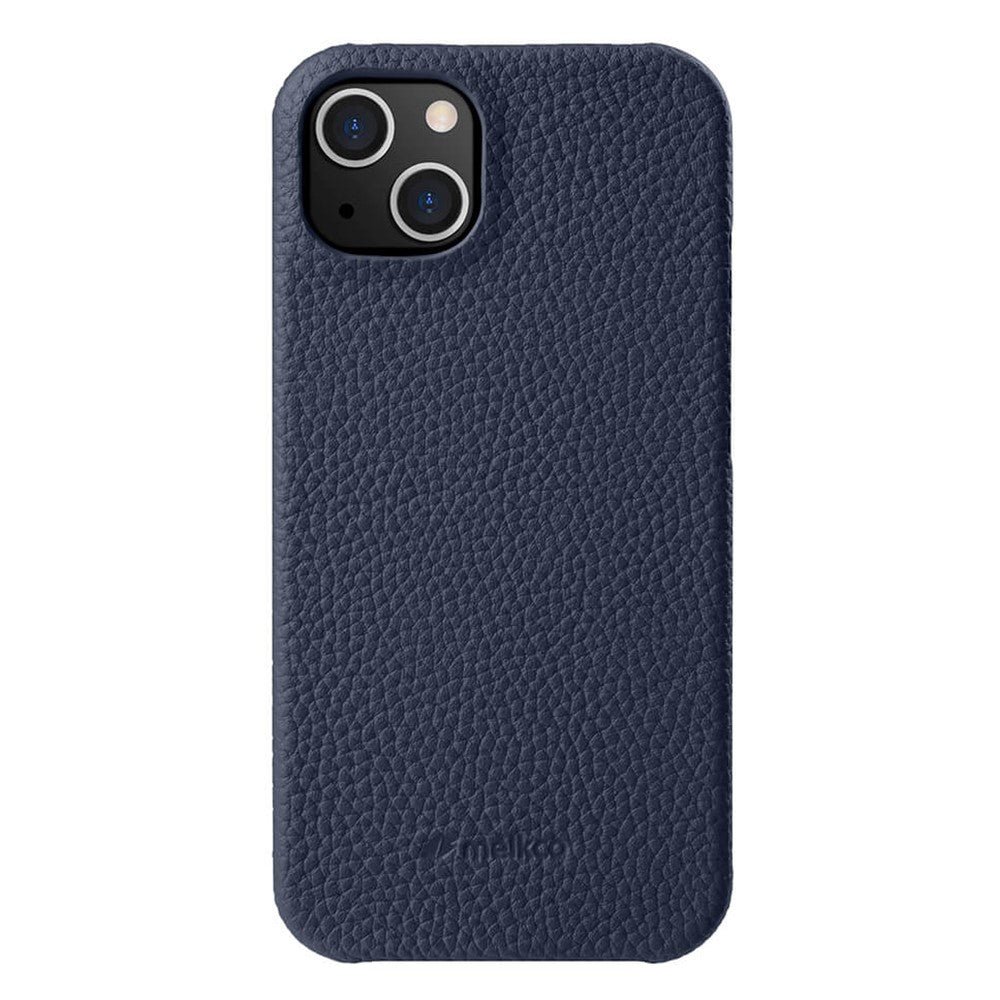 MELKCO For iPhone 15 Case Genuine Cow Leather Phone Cover Dark Blue iPhone 15 by The Case Factory