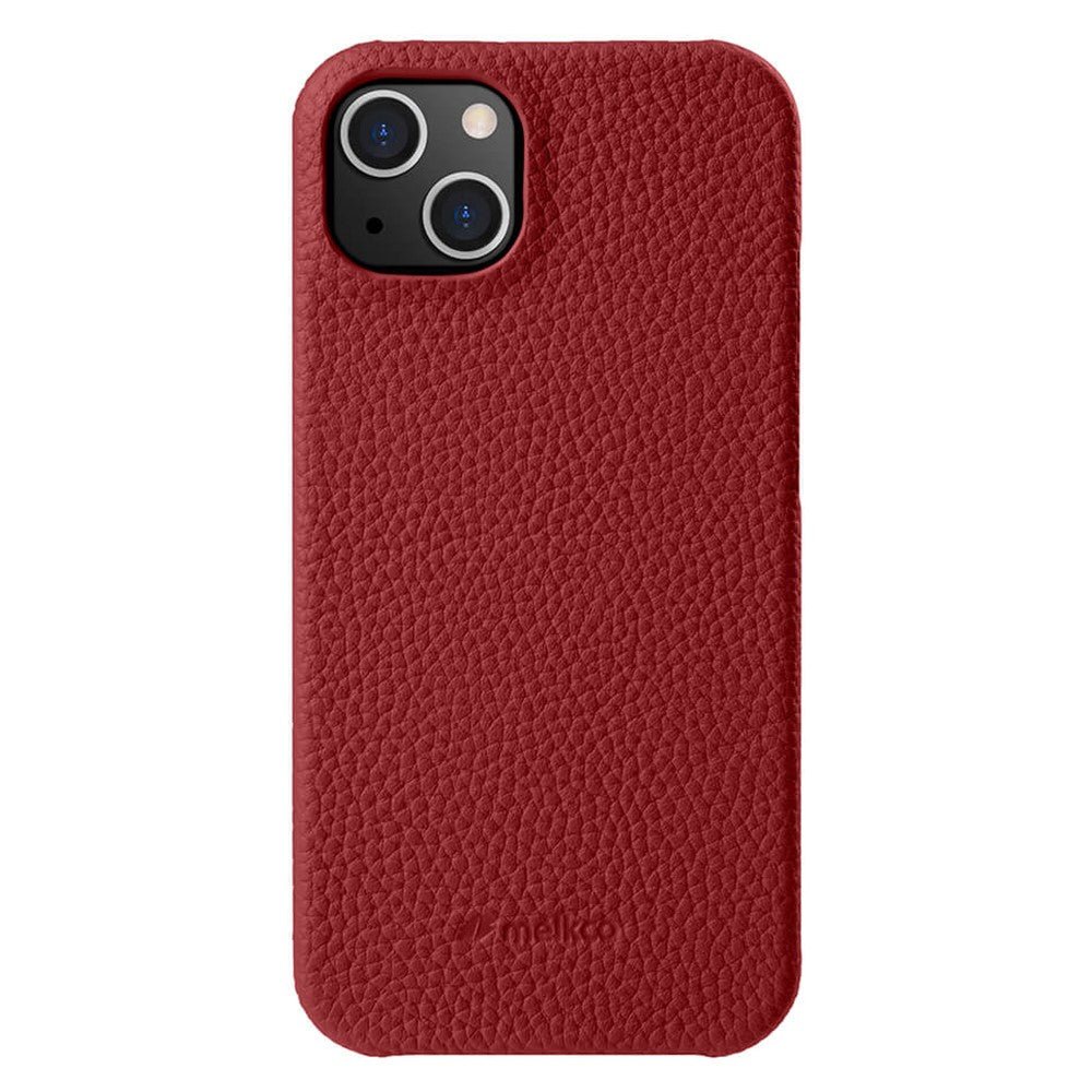 MELKCO For iPhone 15 Case Genuine Cow Leather Phone Cover Red iPhone 15 by The Case Factory
