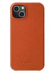 MELKCO For iPhone 15 Plus Case Genuine Cow Leather Phone Cover Orange iPhone 15 Plus by The Case Factory