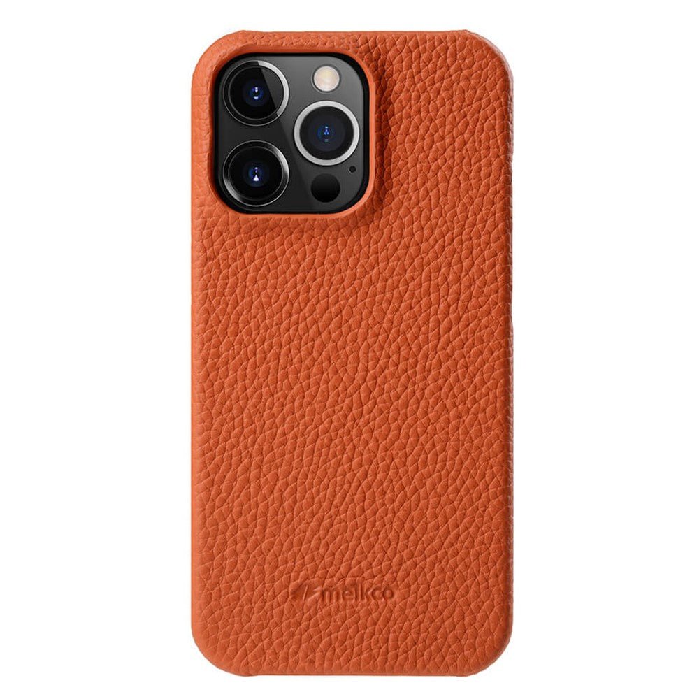 MELKCO For iPhone 15 Pro Case Genuine Cow Leather Phone Cover Orange iPhone 15 Pro by The Case Factory