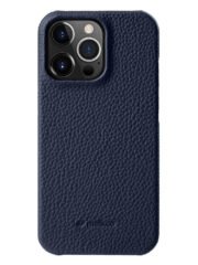 MELKCO For iPhone 15 Pro Case Genuine Cow Leather Phone Cover Dark Blue iPhone 15 Pro by The Case Factory
