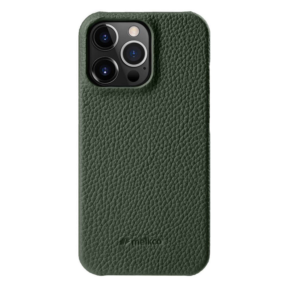 MELKCO For iPhone 15 Pro Case Genuine Cow Leather Phone Cover Dark Green iPhone 15 Pro by The Case Factory
