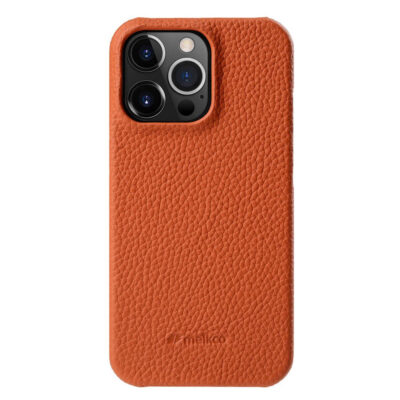 MELKCO For iPhone 15 Pro Max Case Genuine Cow Leather Phone Cover Orange iPhone 15 Pro Max by The Case Factory