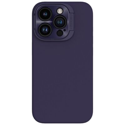 NILLKIN Lenswing Magnetic Case for iPhone 15 Pro Max Camera Lens Guard Kickstand Silicone Cover | Compatible with MagSafe Purple iPhone 15 Pro Max by The Case Factory