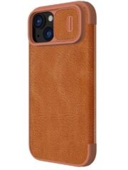 NILLKIN Qin Pro Series for iPhone 15 Plus Slide Camera Lid PU Leather Phone Case Protective Cover with Card Slot by The Case Factory