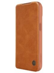 NILLKIN Qin Pro Series for iPhone 15 Plus Slide Camera Lid PU Leather Phone Case Protective Cover with Card Slot by The Case Factory