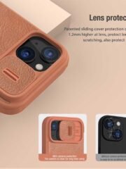 NILLKIN Qin Pro Series for iPhone 15 Plus Slide Camera Lid PU Leather Phone Case Protective Cover with Card Slot by The Case Factory