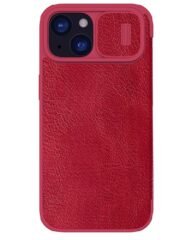 NILLKIN Qin Pro Series for iPhone 15 Plus Slide Camera Lid PU Leather Phone Case Protective Cover with Card Slot Red iPhone 15 Plus by The Case Factory