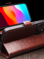 QIALINO For iPhone 15 Pro Max Case Genuine Cow Leather Wallet Magnetic Closure Full Protection Phone Cover by The Case Factory