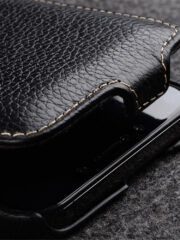 MELKCO For iPhone 13 Mini Flip Case Genuine Cow Leather Vertical Phone Cover by The Case Factory