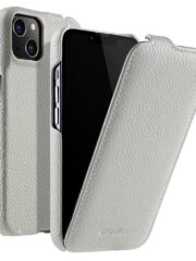 MELKCO For iPhone 13 Mini Flip Case Genuine Cow Leather Vertical Phone Cover White iPhone 13 Mini by The Case Factory