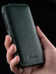 MELKCO For iPhone 13 Pro Flip Case Genuine Cow Leather Vertical Phone Cover by The Case Factory