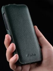 MELKCO For iPhone 14 Flip Case Genuine Cow Leather Vertical Phone Cover by The Case Factory