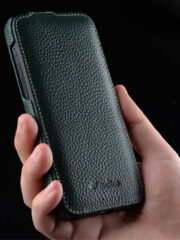 MELKCO For iPhone 14 Pro Flip Case Genuine Cow Leather Vertical Phone Cover by The Case Factory
