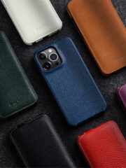 MELKCO For iPhone 14 Pro Flip Case Genuine Cow Leather Vertical Phone Cover by The Case Factory