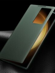 QIALINO For Samsung Galaxy S23 Ultra Case Smart View Window Genuine Cowhide Leather Flip Cover by The Case Factory
