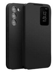 QIALINO For Samsung Galaxy S23+ Case Smart View Window Genuine Cowhide Leather Flip Cover Black Samsung Galaxy S23+ by The Case Factory